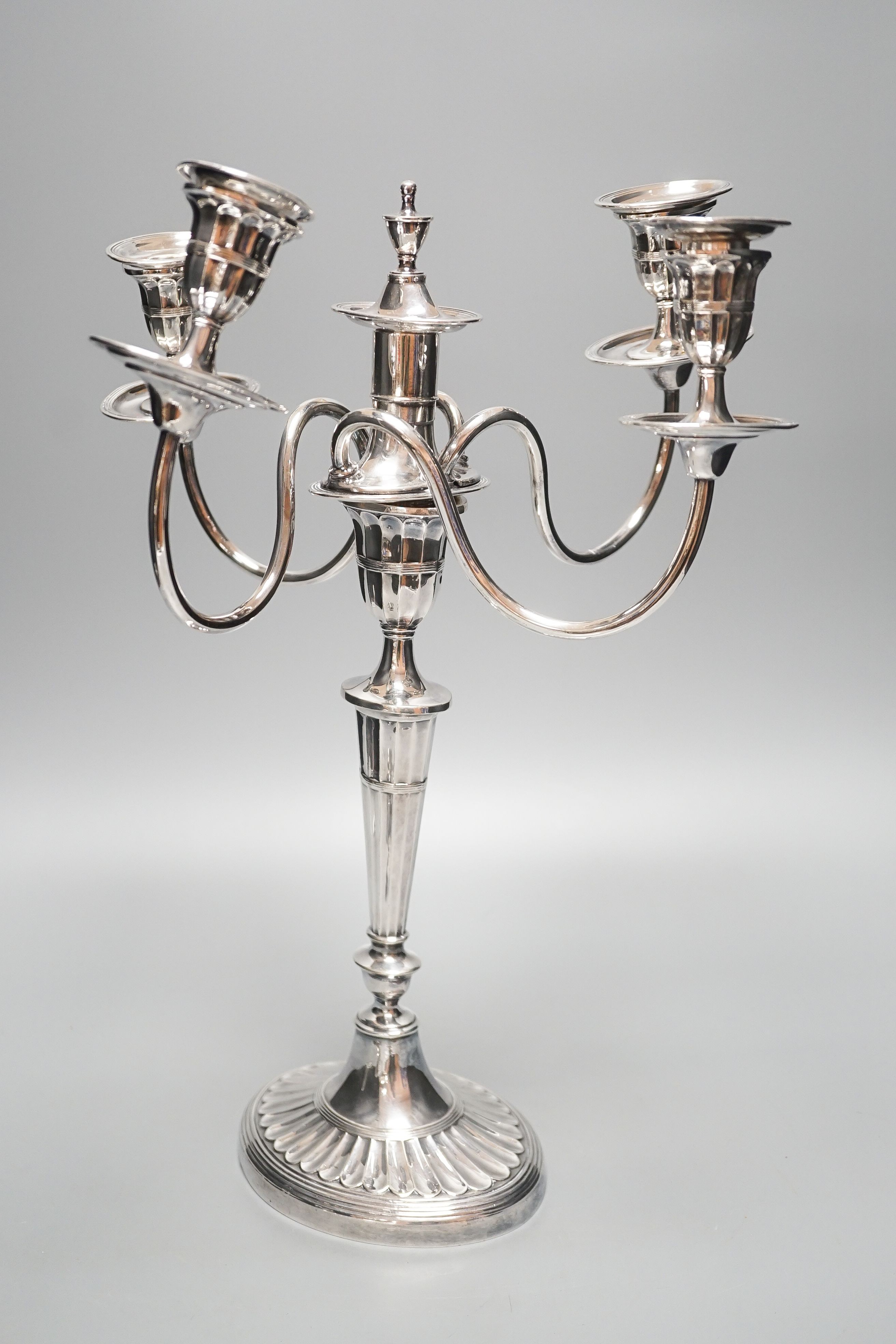 A 19th century plated candelabrum, 40cm